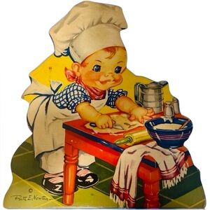 1934 Ruth E. Newton Children’s Illustration Mother Goose Pat-a-Cake wall plaque